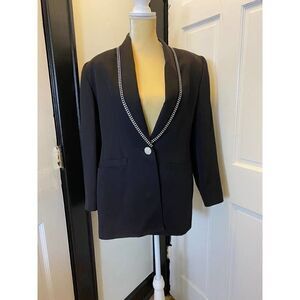 Vintage Criscione New York Blazer Bejeweled Nineties 1990s Black - Size Medium